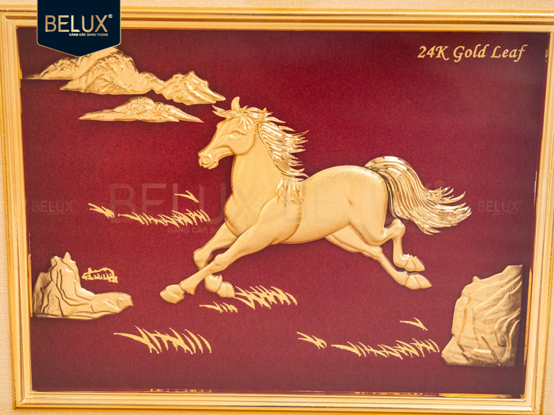 Tranh Ngựa dát vàng 24k&nbsp;25x30cm